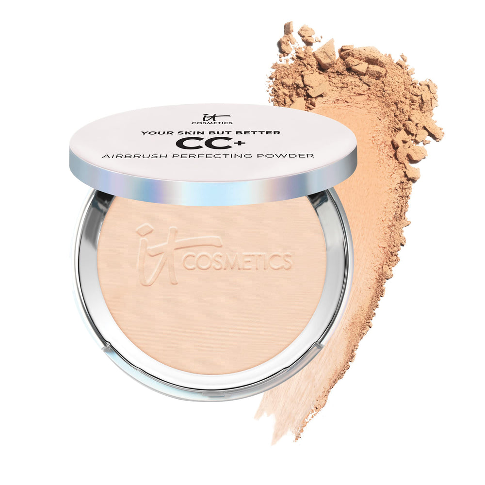 IT Cosmetics CC+ Airbrush Perfecting Powder compact delivering pore blurred skin and a silky finish