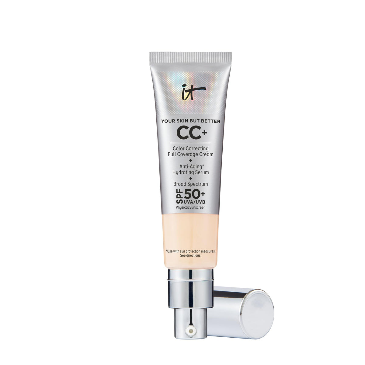 IT Cosmetics CC+ Cream Fair Light bottle with pump for easy, even coverage