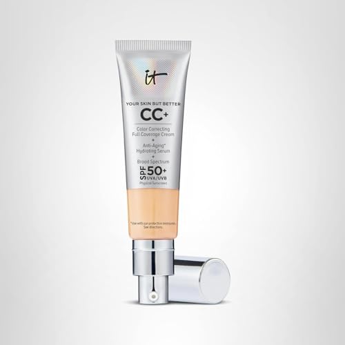 IT Cosmetics CC+ Cream mid-tone face finish shows balanced, natural coverage.