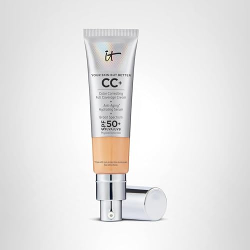 IT Cosmetics CC+ Cream natural finish closeup reveals balanced, pore-minimized complexion