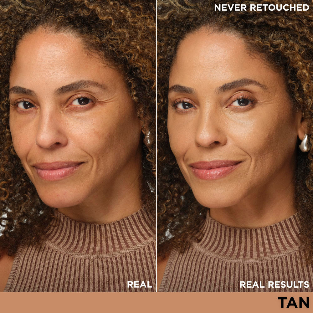 IT Cosmetics CC+ Cream Tan swatch demonstrates natural full coverage.