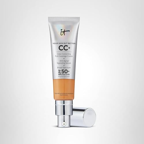 IT Cosmetics CC+ Cream Tan close-up on tube and branding.