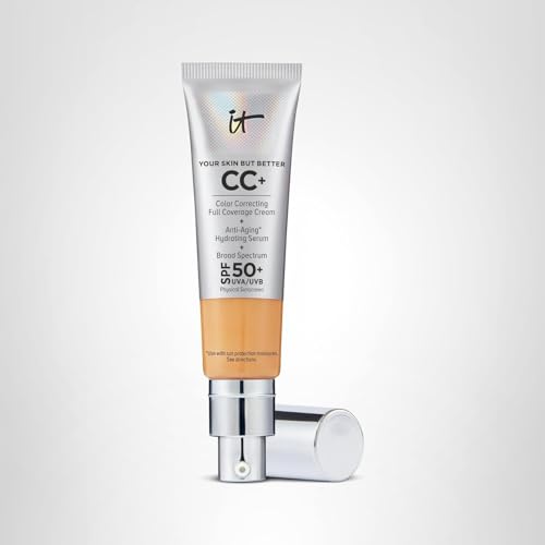 IT Cosmetics CC+ Cream Tan Warm shade swatch showing color match and natural look
