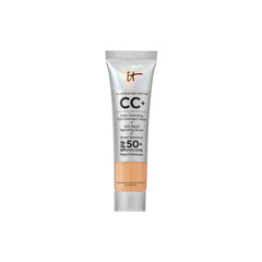 IT Cosmetics CC+ Cream Travel bottle pump offers full coverage with SPF 50+ for on the go skin protection