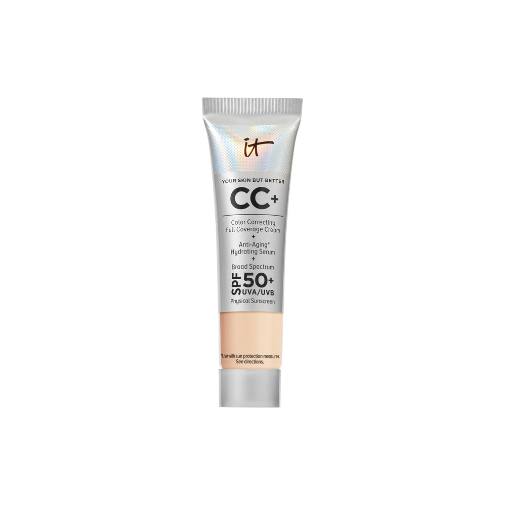 IT Cosmetics CC+ Cream Travel Light packaging shows portable on-the-go coverage.