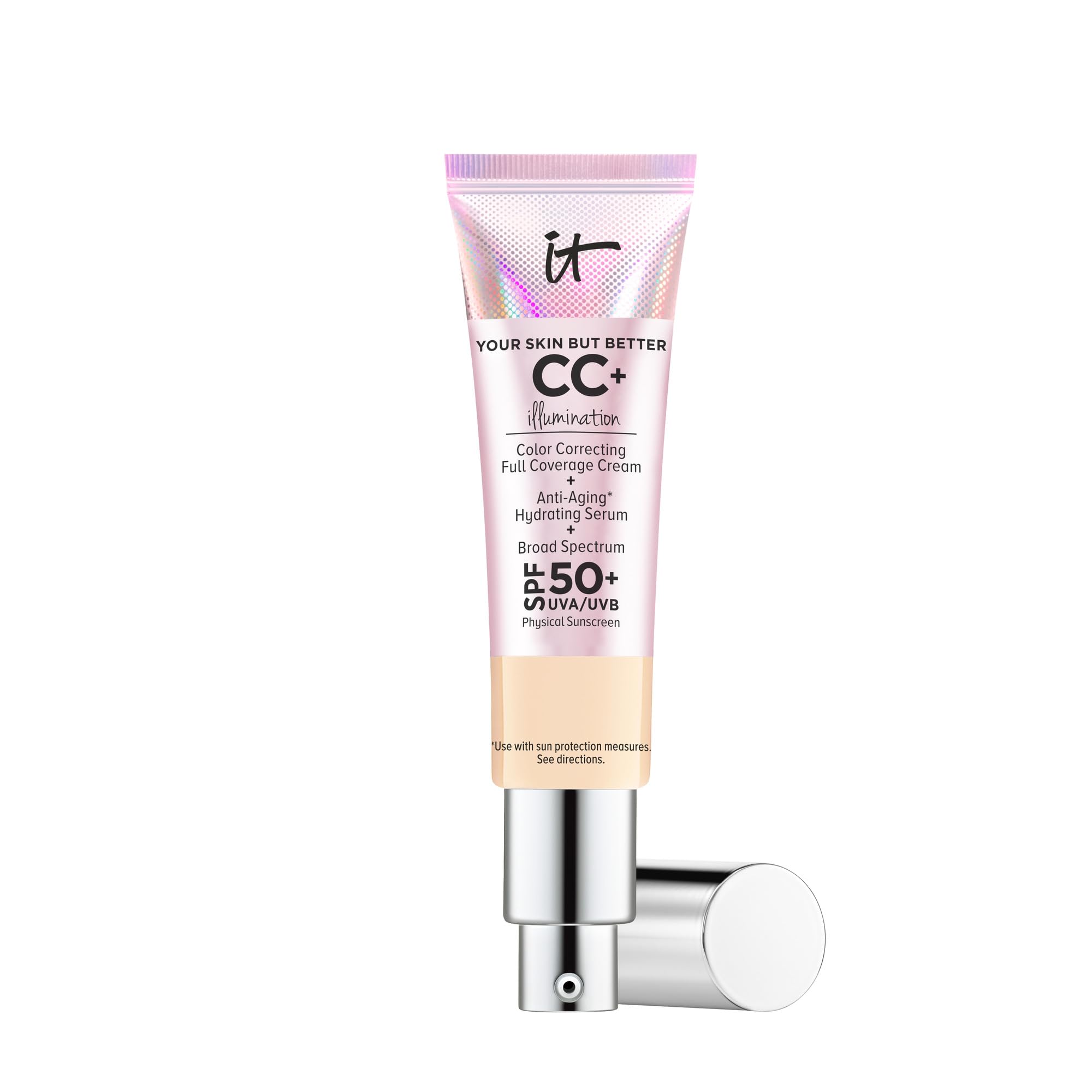 IT Cosmetics CC+ Cream Illumination Light bottle shows radiant glow and SPF protection.