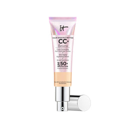 IT Cosmetics CC+ Illumination bottle on vanity with SPF 50 glow.