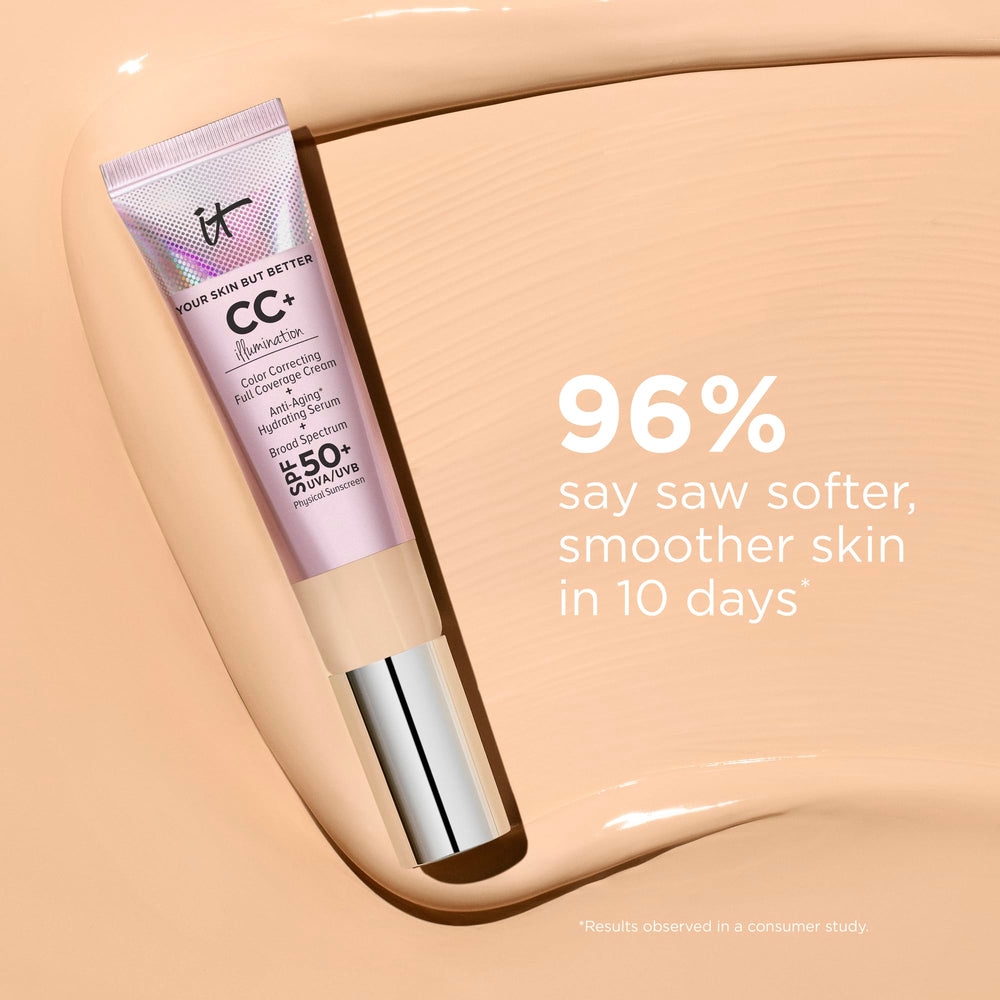 IT Cosmetics CC+ Cream Illumination skin texture closeup shows reduced redness and refined pores