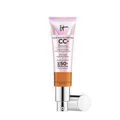 IT Cosmetics CC+ Cream Illumination Rich bottle closeup with radiant full coverage and SPF 50+.