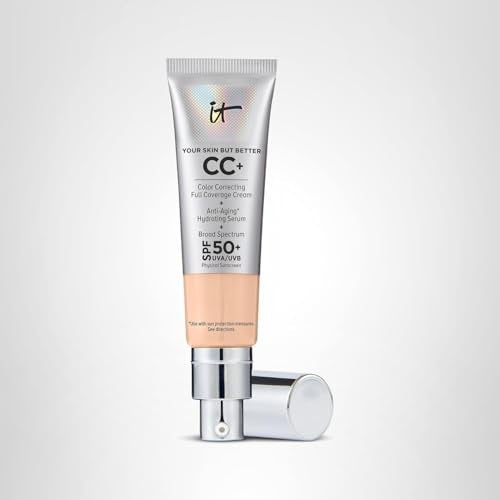 IT Cosmetics CC+ Cream in makeup bag proves daily sunscreen and easy application.