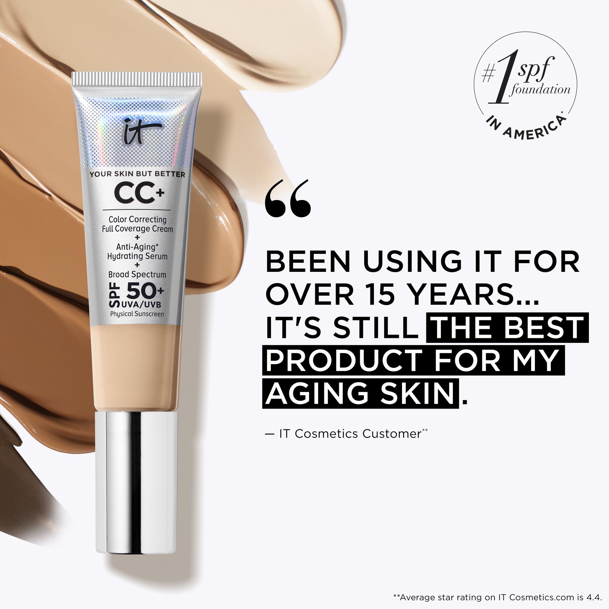 IT Cosmetics CC+ Cream Travel shade on skin with no white cast.