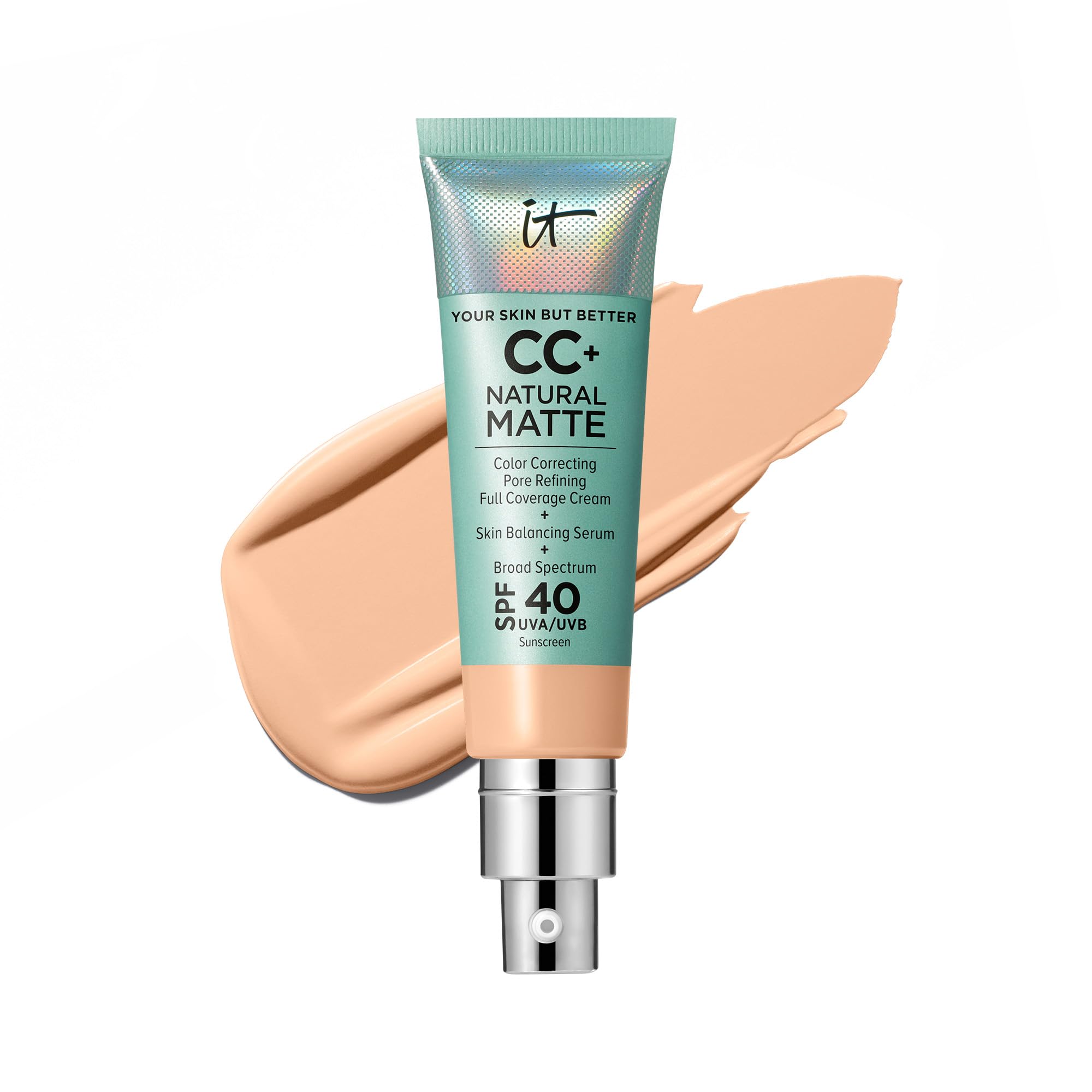 IT Cosmetics CC+ Natural Matte bottle pump for easy application and long-lasting matte finish