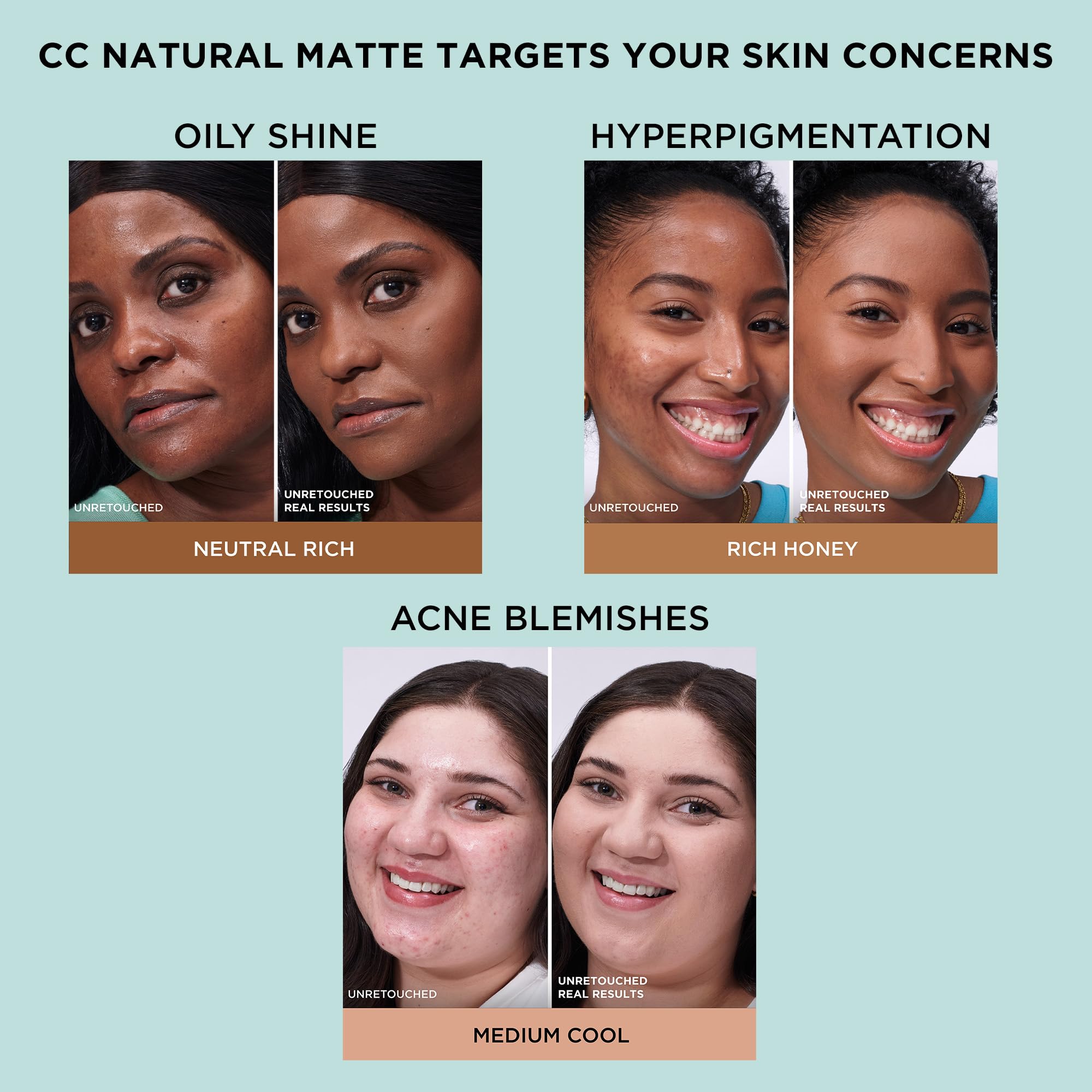 IT Cosmetics CC+ Cream Natural Matte Light noncomedogenic claim close-up.