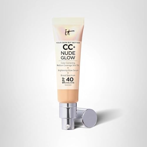 IT Cosmetics CC+ Nude Glow close-up shows dewy, luminous finish.