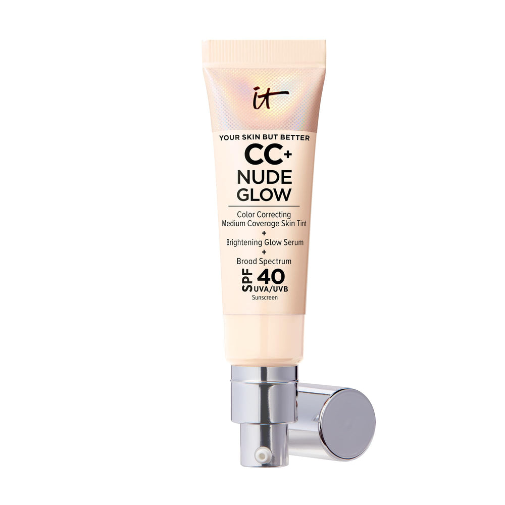 IT Cosmetics CC+ Nude Glow fair bottle pump for lightweight glow with SPF 40