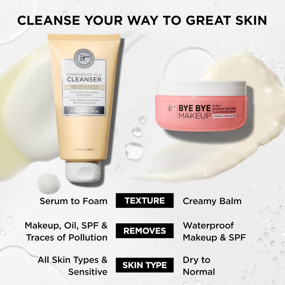 IT Cosmetics Confidence in a Cleanser serum-to-foam texture emphasis