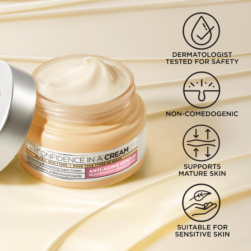 IT Cosmetics Confidence in a Cream Jumbo glow after application showing hydration.