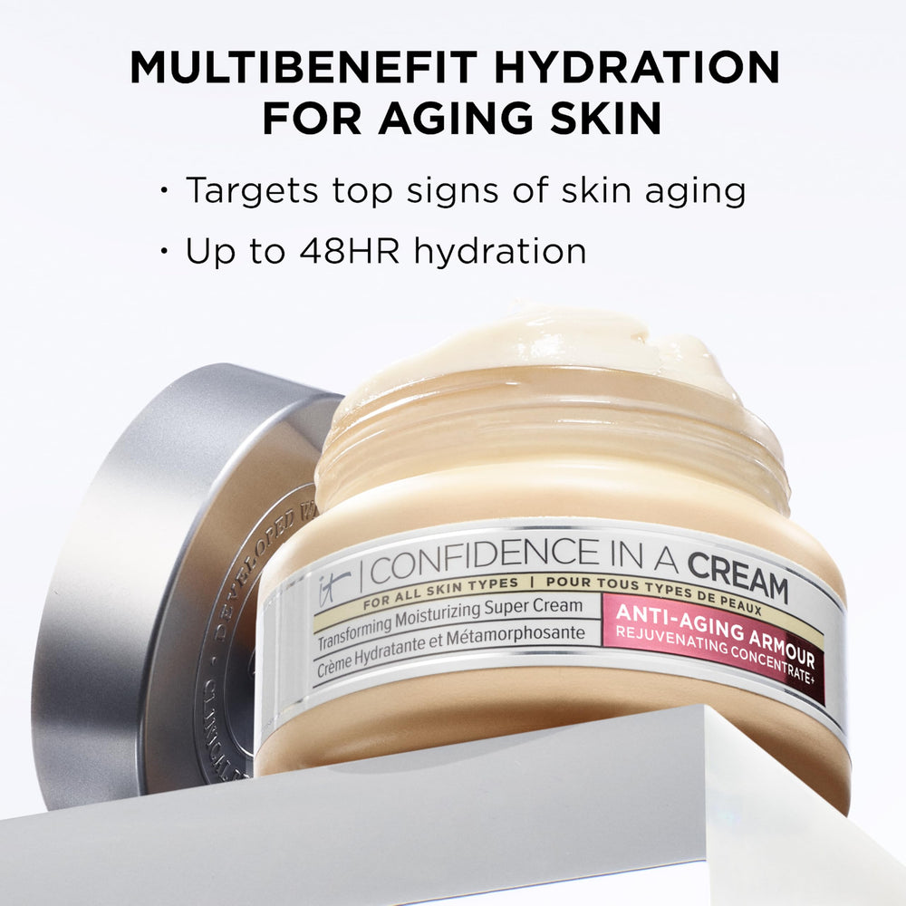 IT Cosmetics Confidence in a Cream Travel squalane drop highlights hydration and barrier protection.