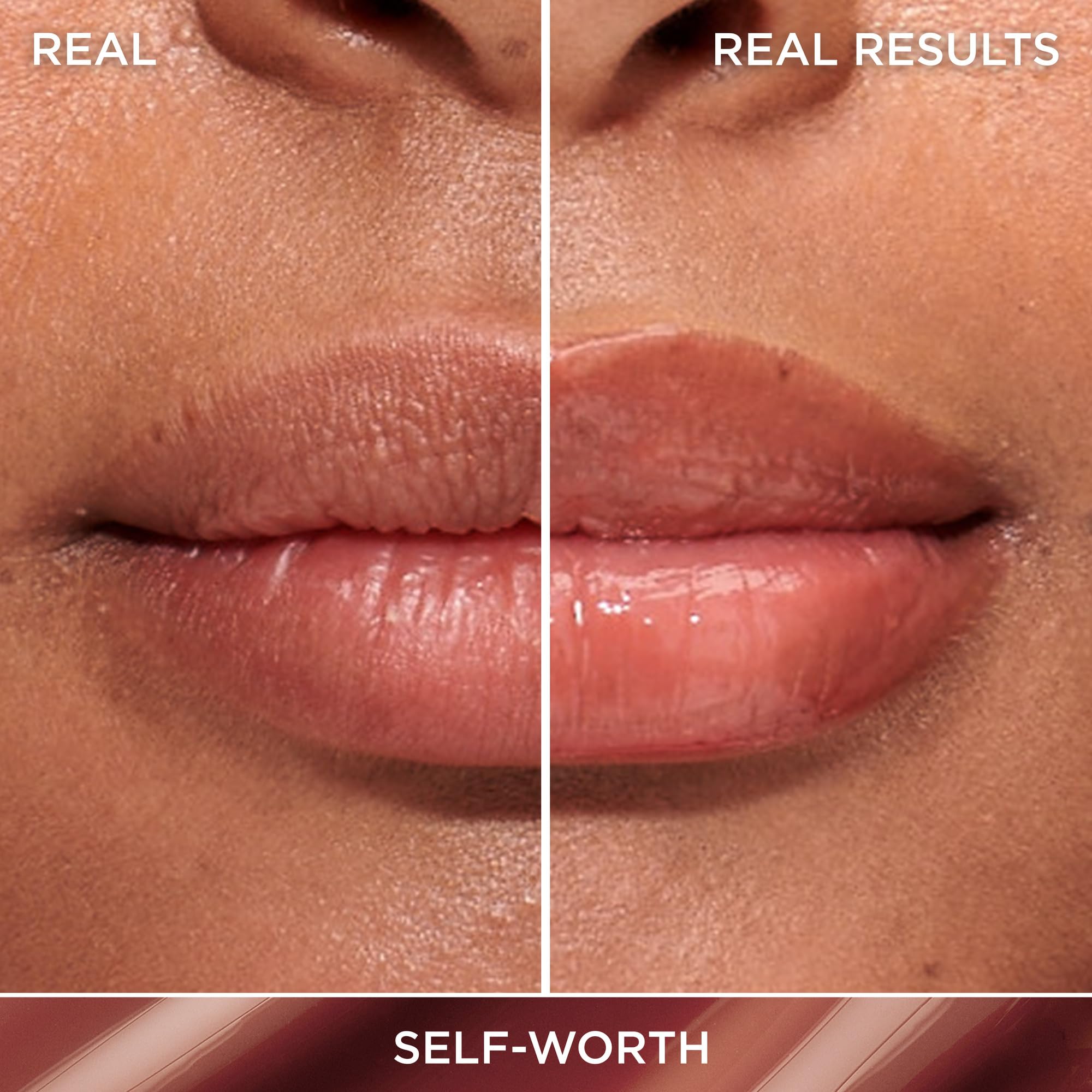 IT Cosmetics Confidence in a Serum Lip Gloss showing ceramide barrier-supporting formula on lips