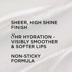 It Cosmetics Confidence in a Serum Lip Gloss Self-Assured clear shimmer lip swatch with hydrating shine.