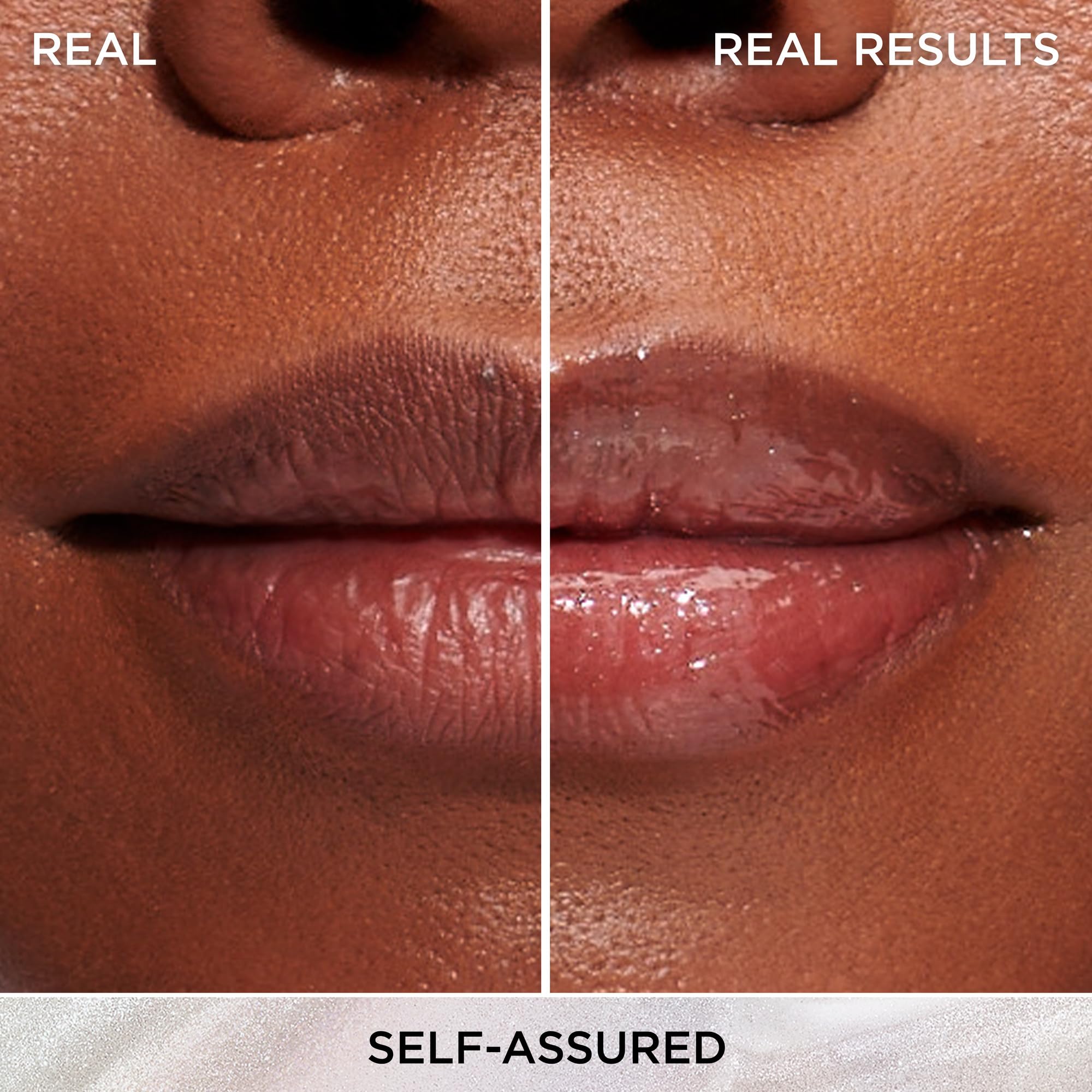 It Cosmetics Confidence in a Serum Lip Gloss Self-Worth soft pink beige lip swatch provides moisture and tint.
