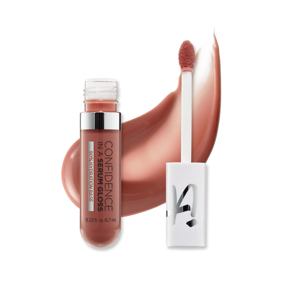 IT Cosmetics Confidence in a Serum Lip Gloss Soft Pink Beige application for instant hydration and shine