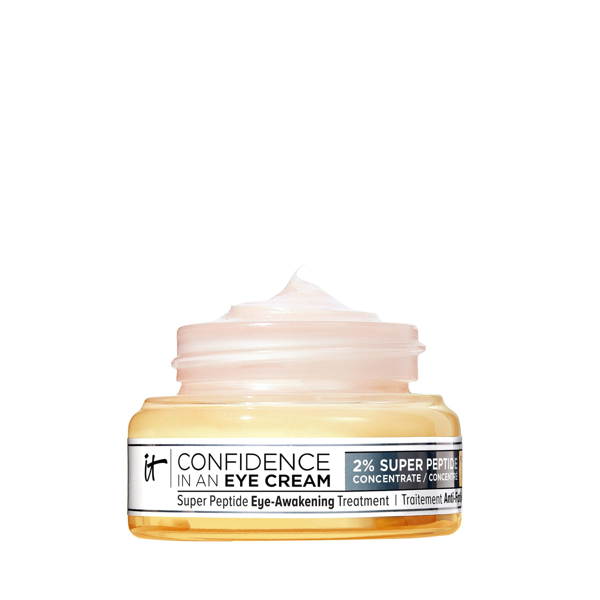 IT Cosmetics Confidence in an Eye Cream tube application highlighting lightweight hydration under the eyes.