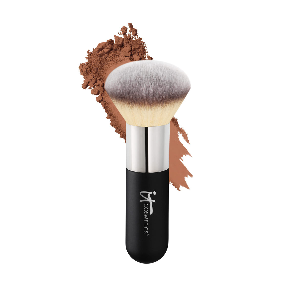 IT Cosmetics Heavenly Luxe Airbrush Powder & Bronzer Brush #1 head close-up, ultra-soft bristles for even powder application