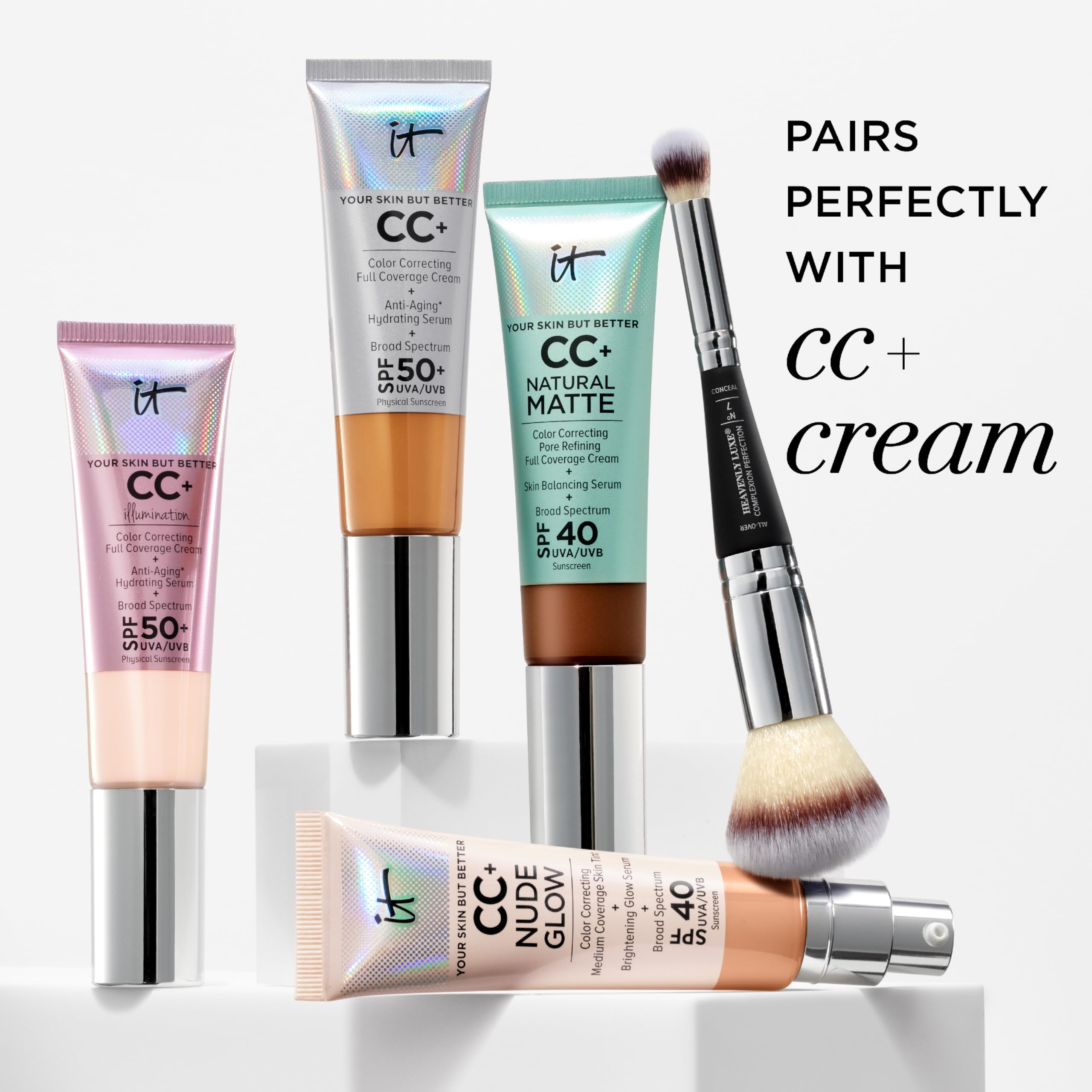 IT Cosmetics Heavenly Luxe Complexion Perfection Brush #7 cruelty-free premium makeup brush.