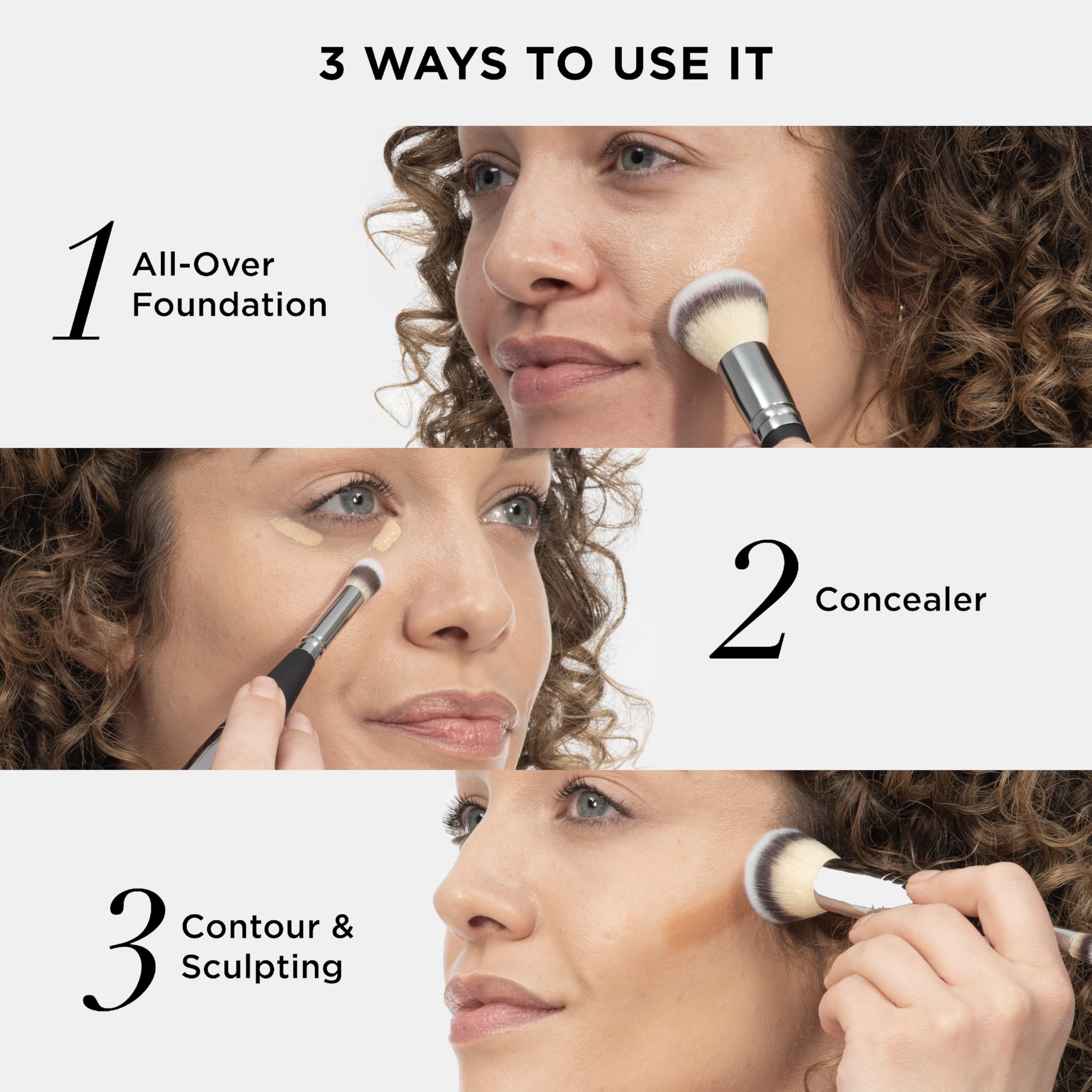 IT Cosmetics Heavenly Luxe Complexion Perfection Brush #7 pro-hygienic bristles gentle on sensitive skin.