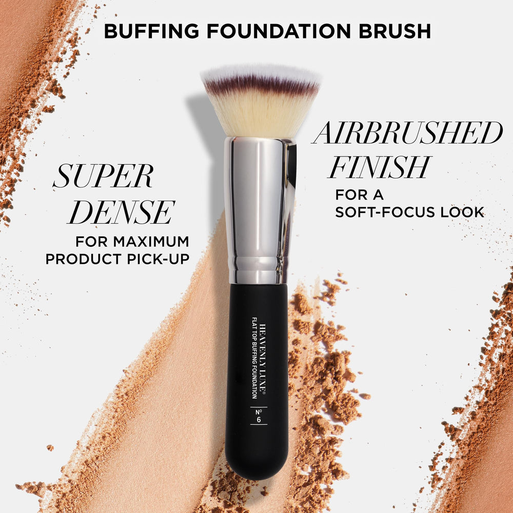 IT Cosmetics Heavenly Luxe Flat Top Buffing Foundation Brush #6 handle provides comfortable grip for quick full-face coverage