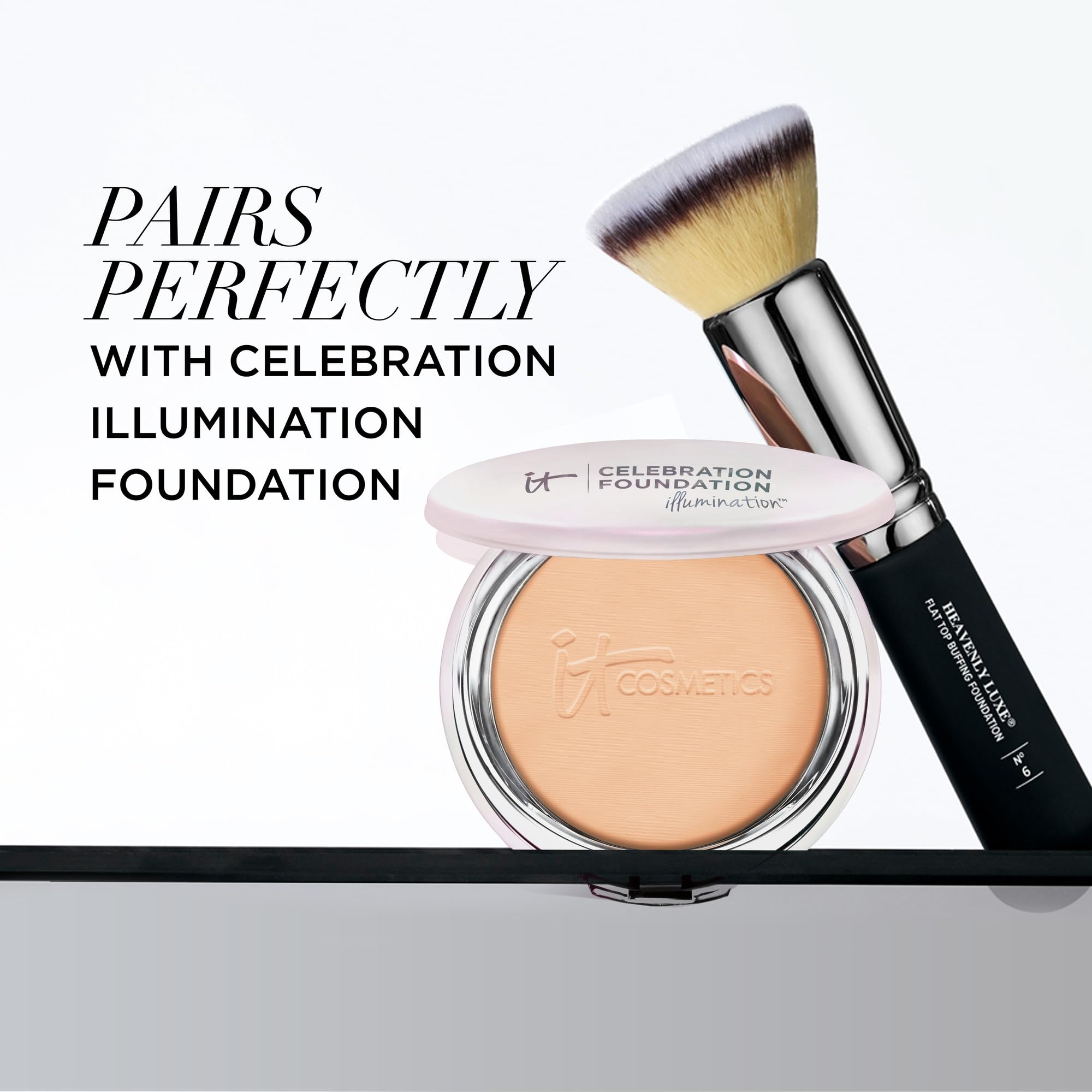 IT Cosmetics brush large handle supports fast full-face coverage