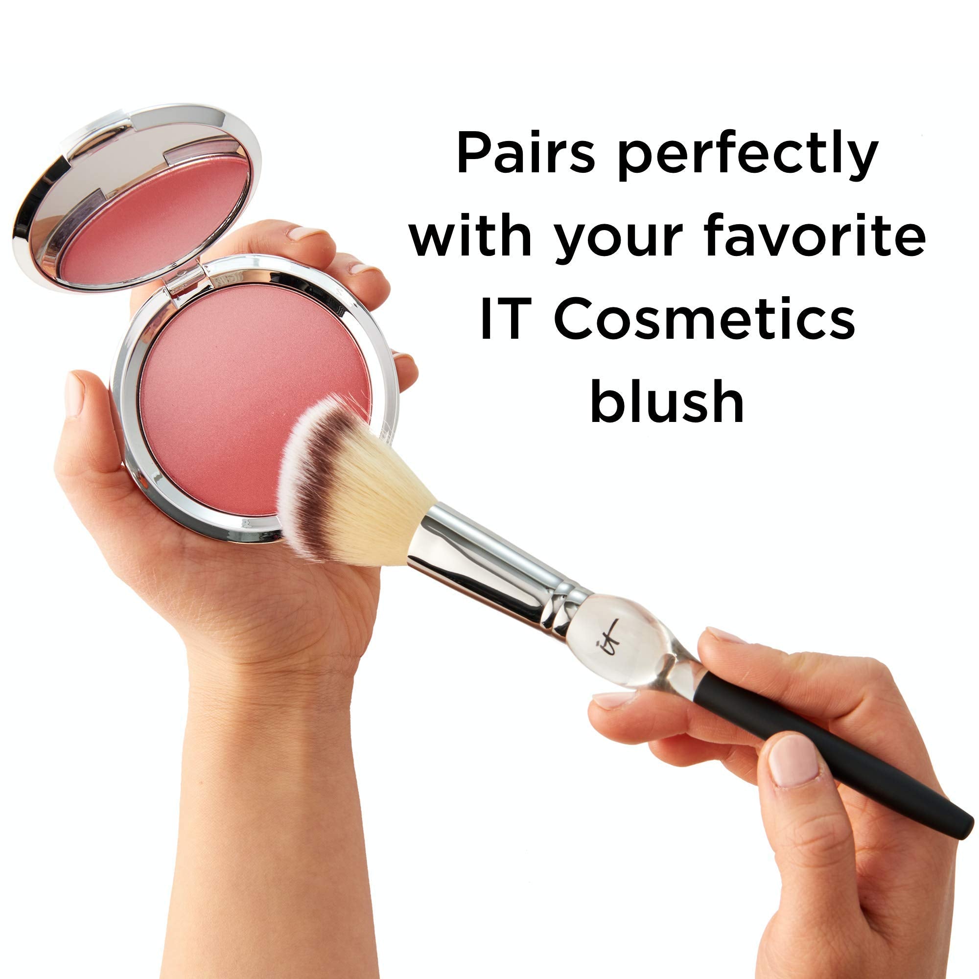 IT Cosmetics Heavenly Luxe French Boutique Blush Brush #4 handle grip for effortless control.
