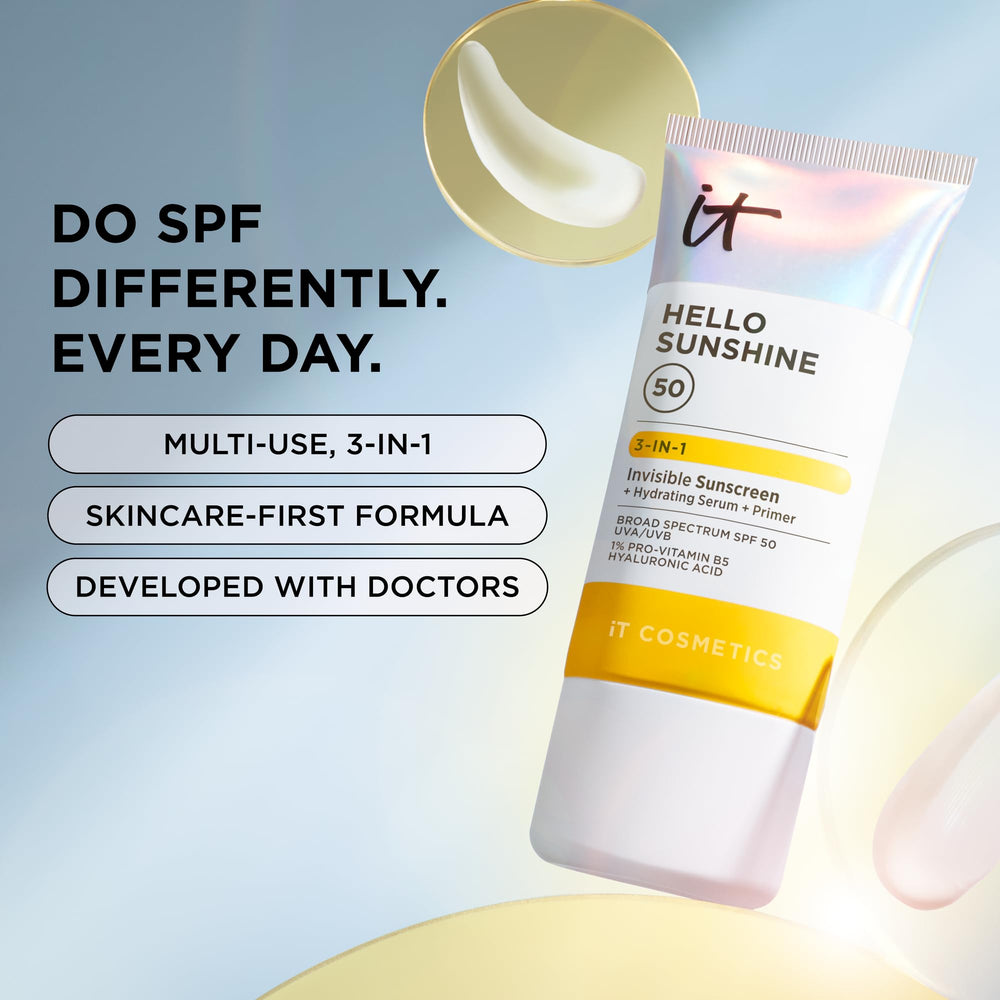 IT Cosmetics Hello Sunshine primer-application scene shows makeup-ready skin.