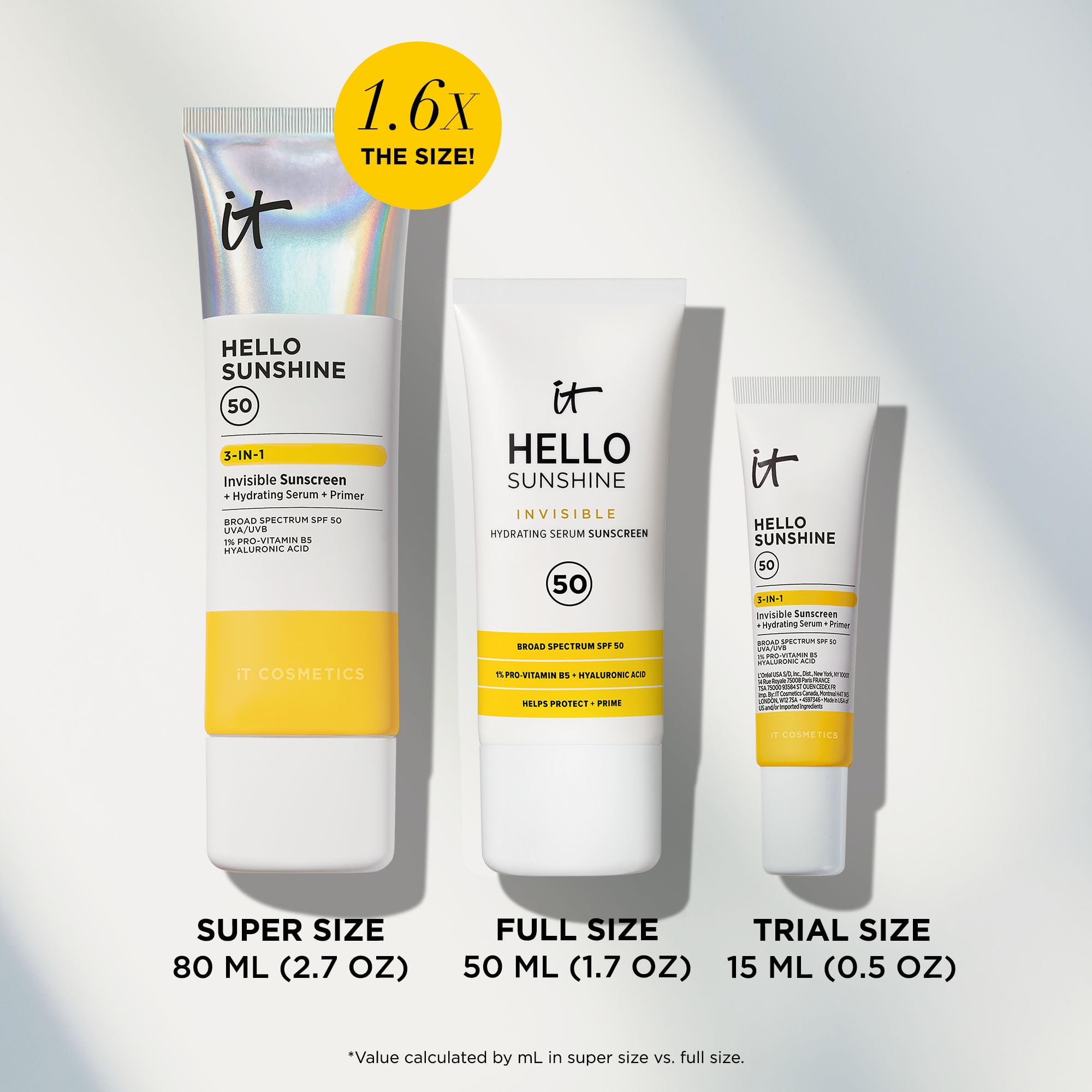 IT Cosmetics Hello Sunshine texture swirl shows hydrating serum texture under makeup prep.