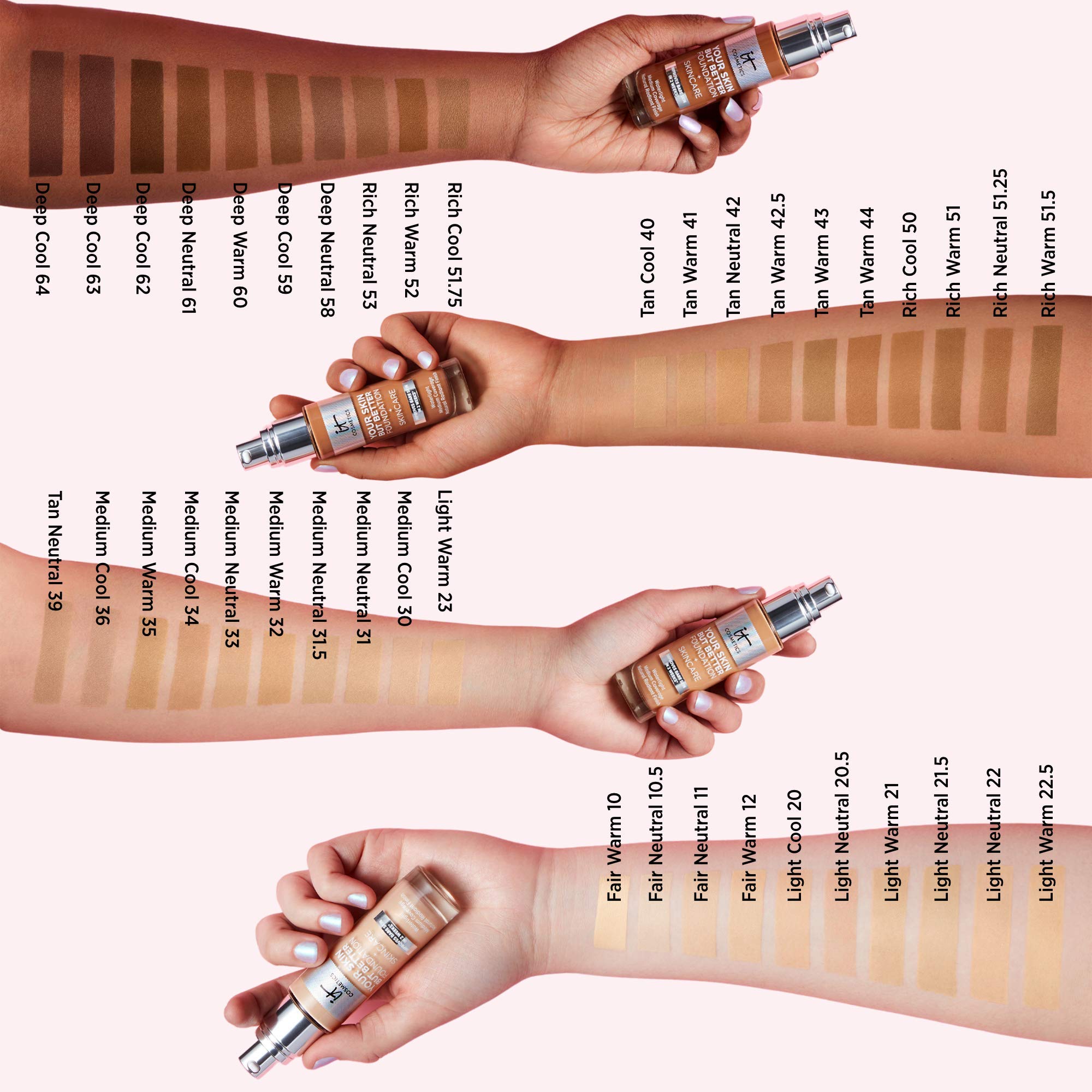 IT Cosmetics Light Warm Foundation brush application demonstrates easy blending and even wear.