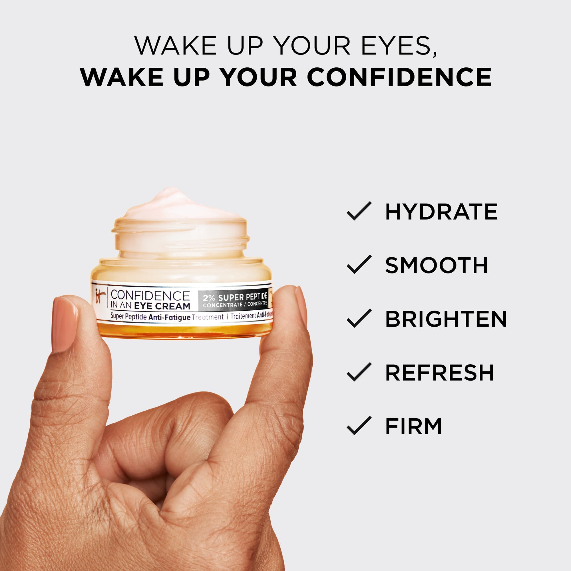 IT Cosmetics Rice peptide ingredient close-up reinforcing barrier and hydration for delicate under-eye skin.