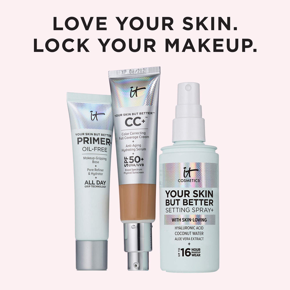 IT Cosmetics Your Skin But Better Setting Spray usage image showing even mist pattern for proper application