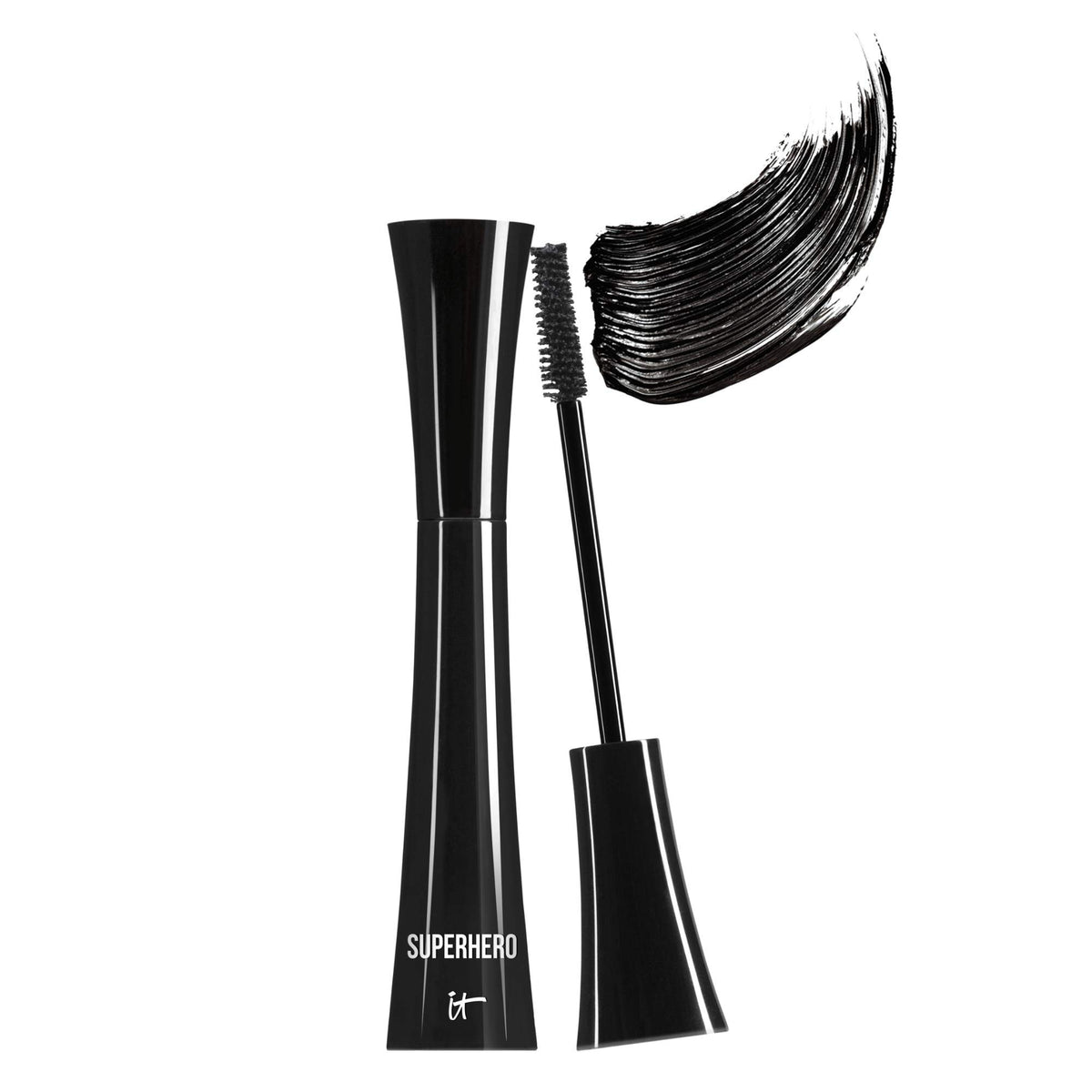 IT Cosmetics Superhero Mascara tube and brush for lift and length
