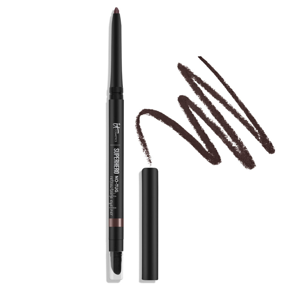 IT Cosmetics Superhero No-Tug Brown eyeliner tip close-up for precise definition