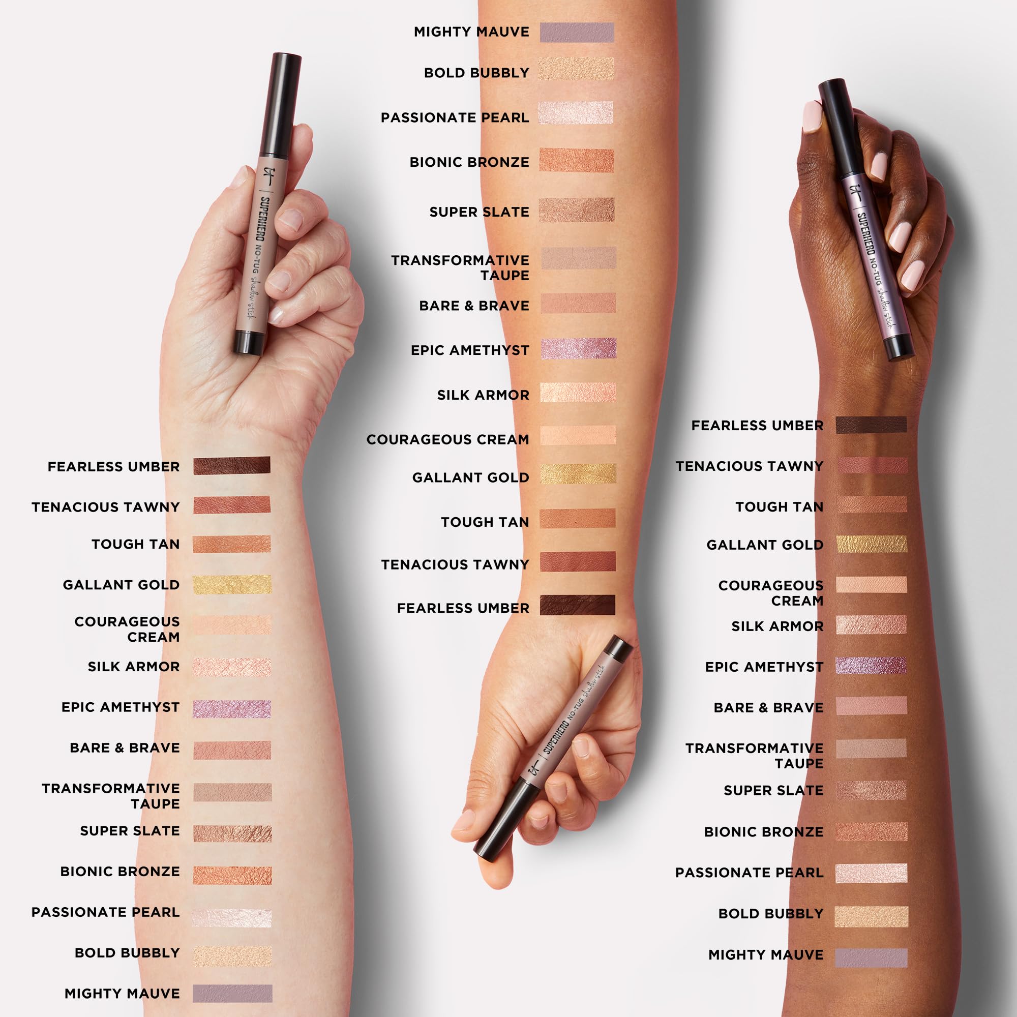 IT Cosmetics Superhero No-Tug Shadow Stick Super Slate built-in primer provides smooth base.