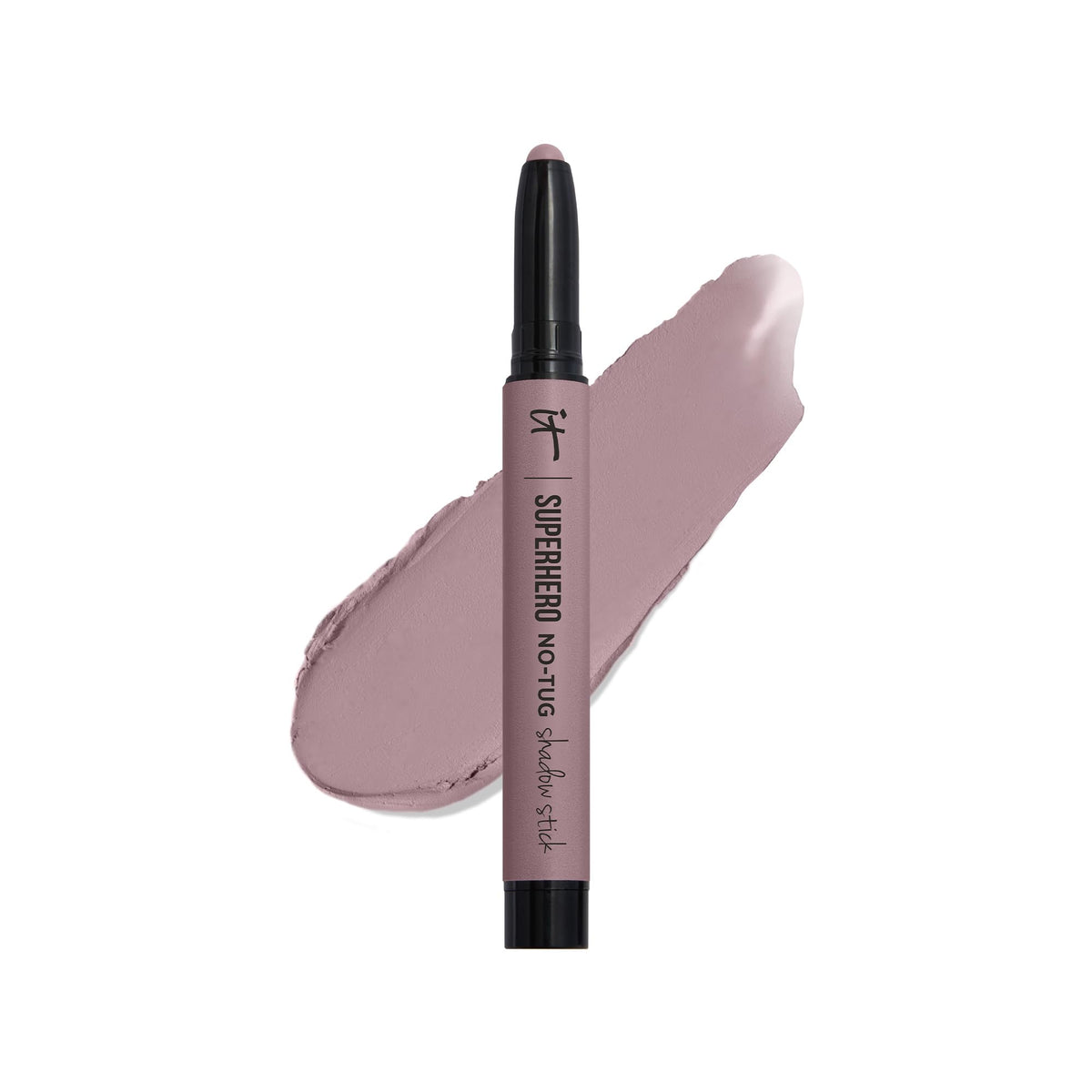 IT Cosmetics Superhero No-Tug Waterproof Eyeshadow Stick Mighty Mauve swatch delivers crease-free color.