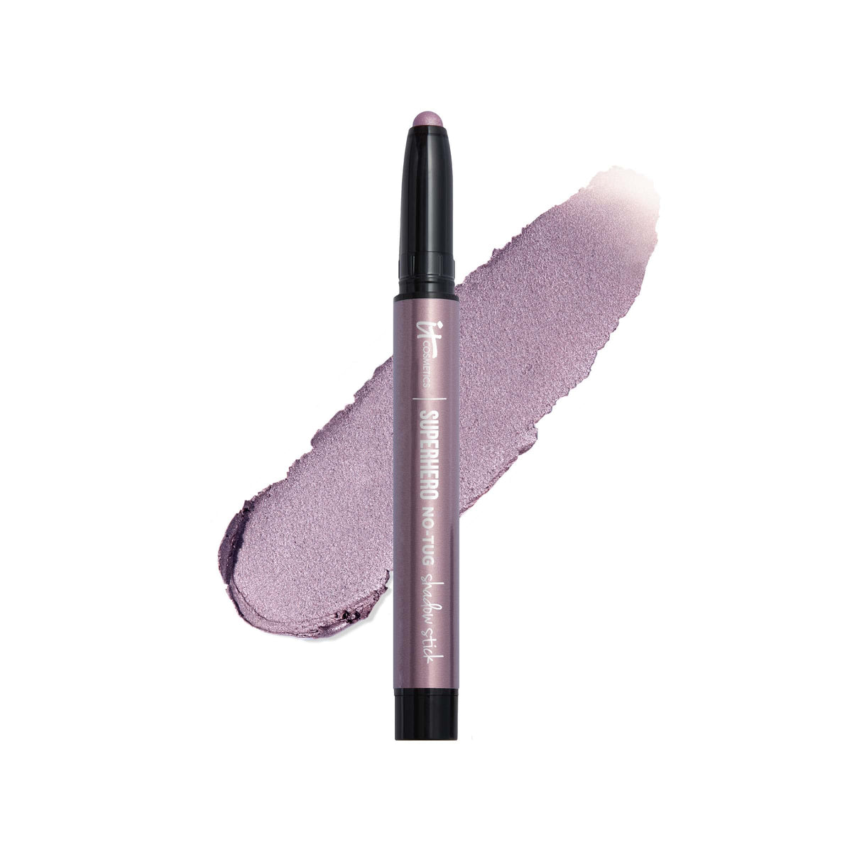 IT Cosmetics Superhero No-Tug Shadow Stick Epic Amethyst swatch showing long-lasting color