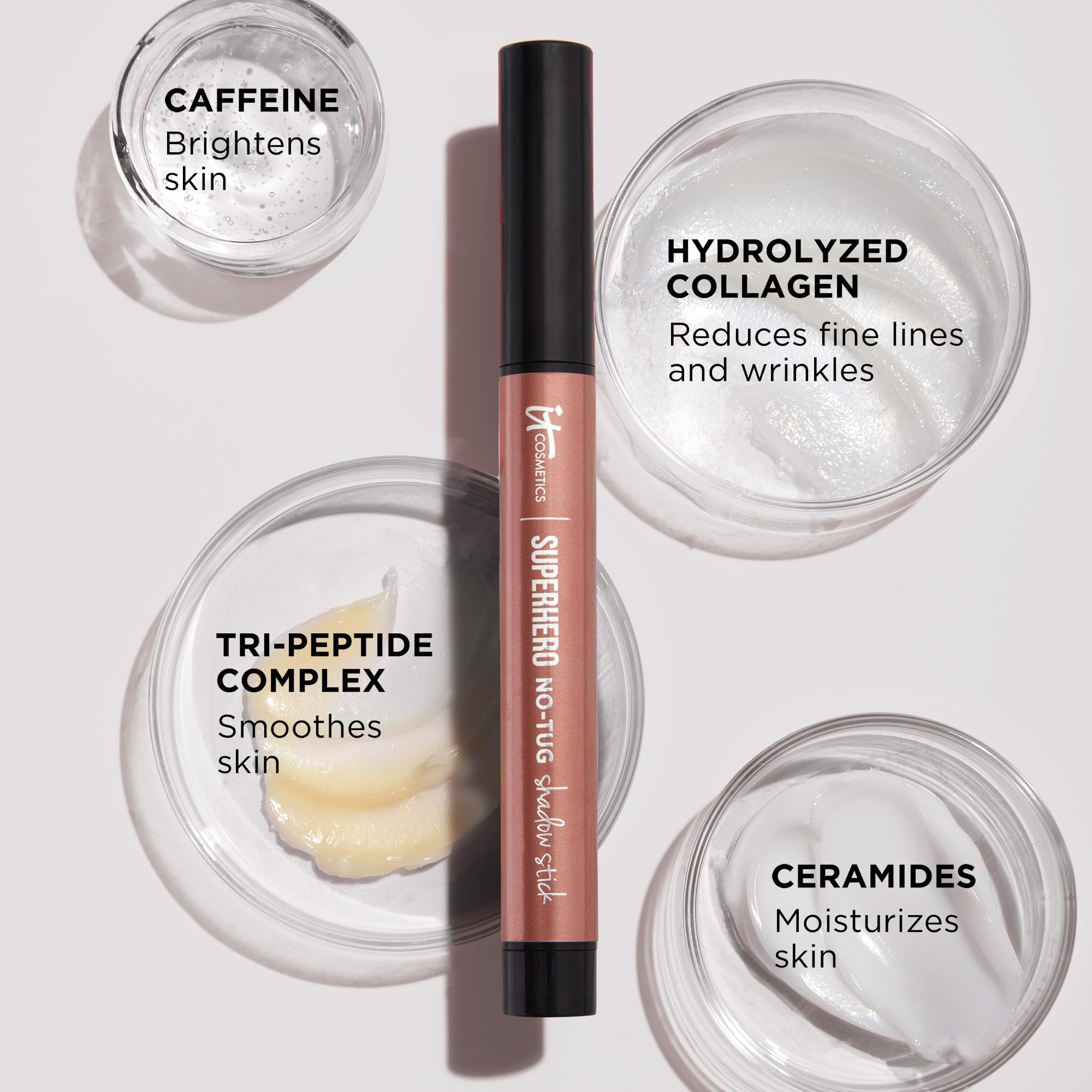 IT Cosmetics Superhero shadow stick Waterproof formula keeps color intact through workouts or humidity