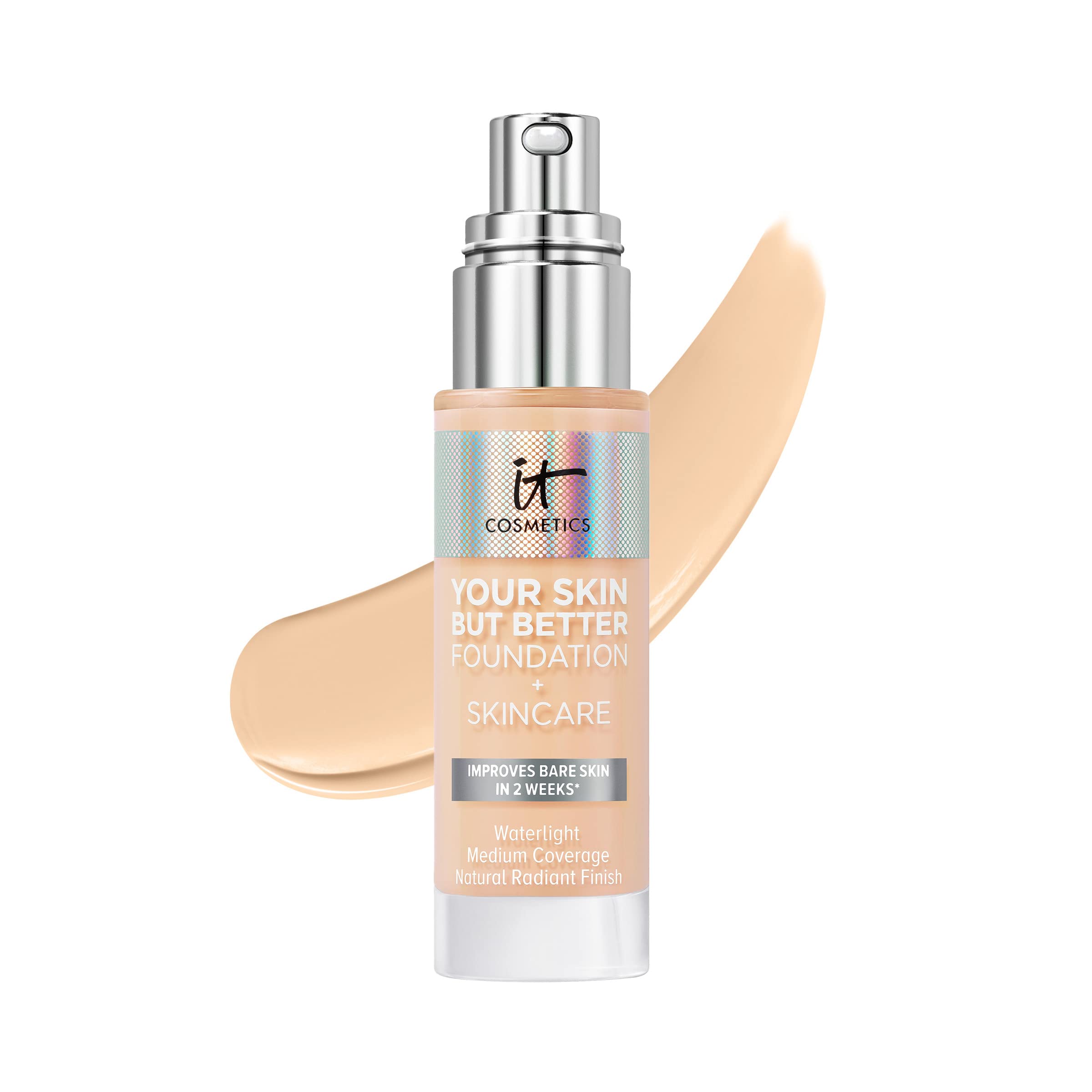 IT Cosmetics Your Skin But Better Foundation bottle with pump showing hydrating coverage