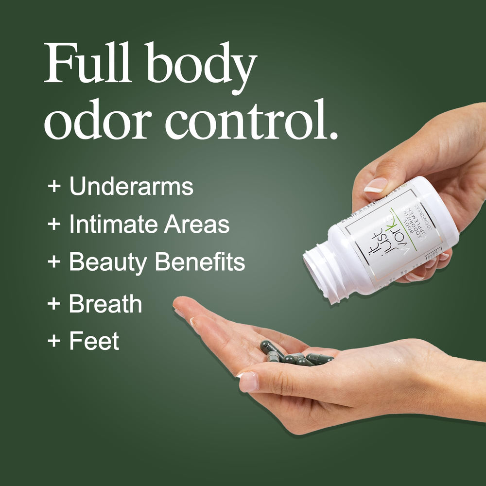 Packaging emphasizes vegan, organic internal deodorant for clean, daily freshness.