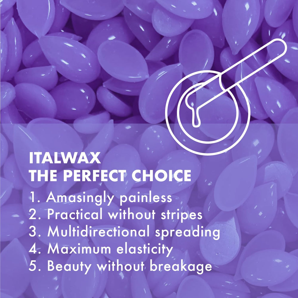 Italwax Orchid Jelly Wax transparent visual emphasizes visibility for accurate waxing.