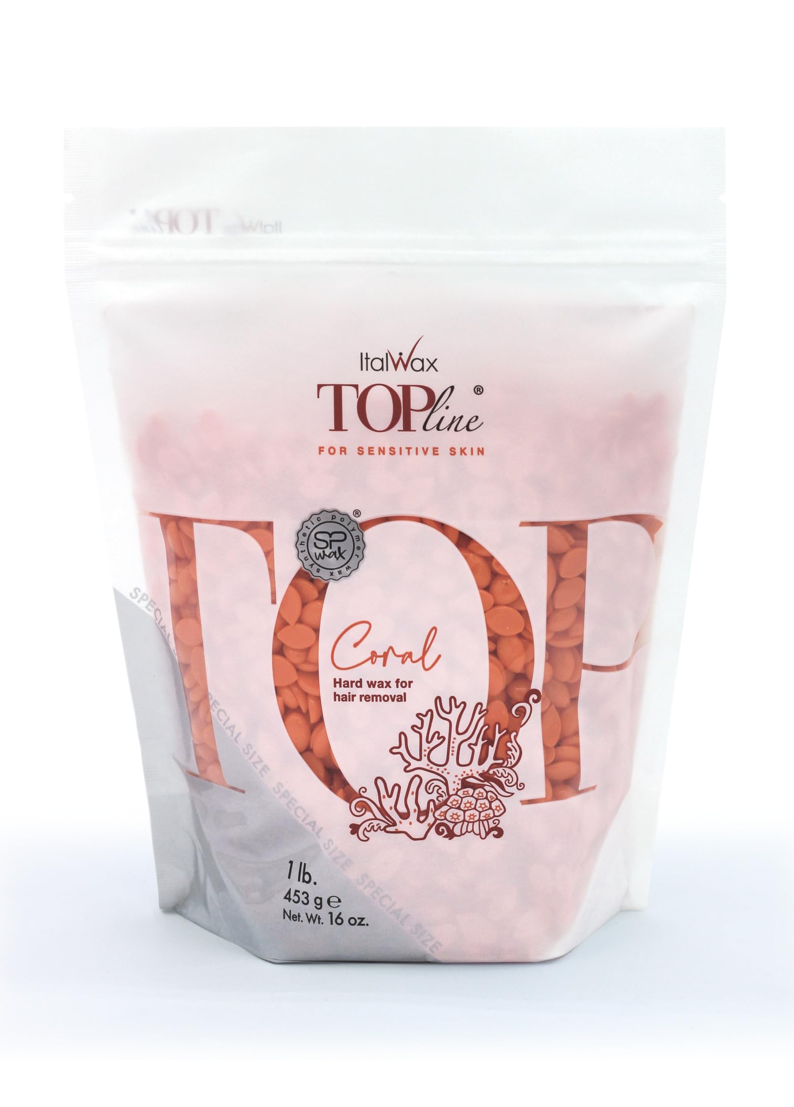 Italwax Top Line Coral hard wax pour demonstrates creamy texture for sensitive skin