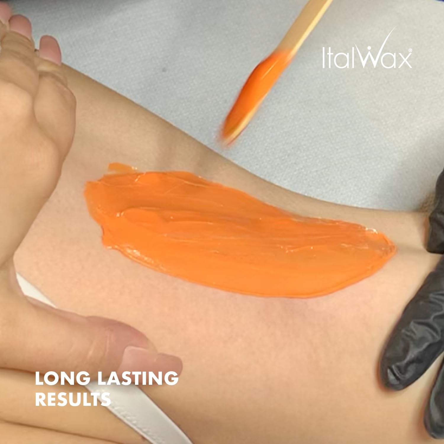 Italwax Top Line Coral hard wax strong-grip closeup highlights controlled waxing results