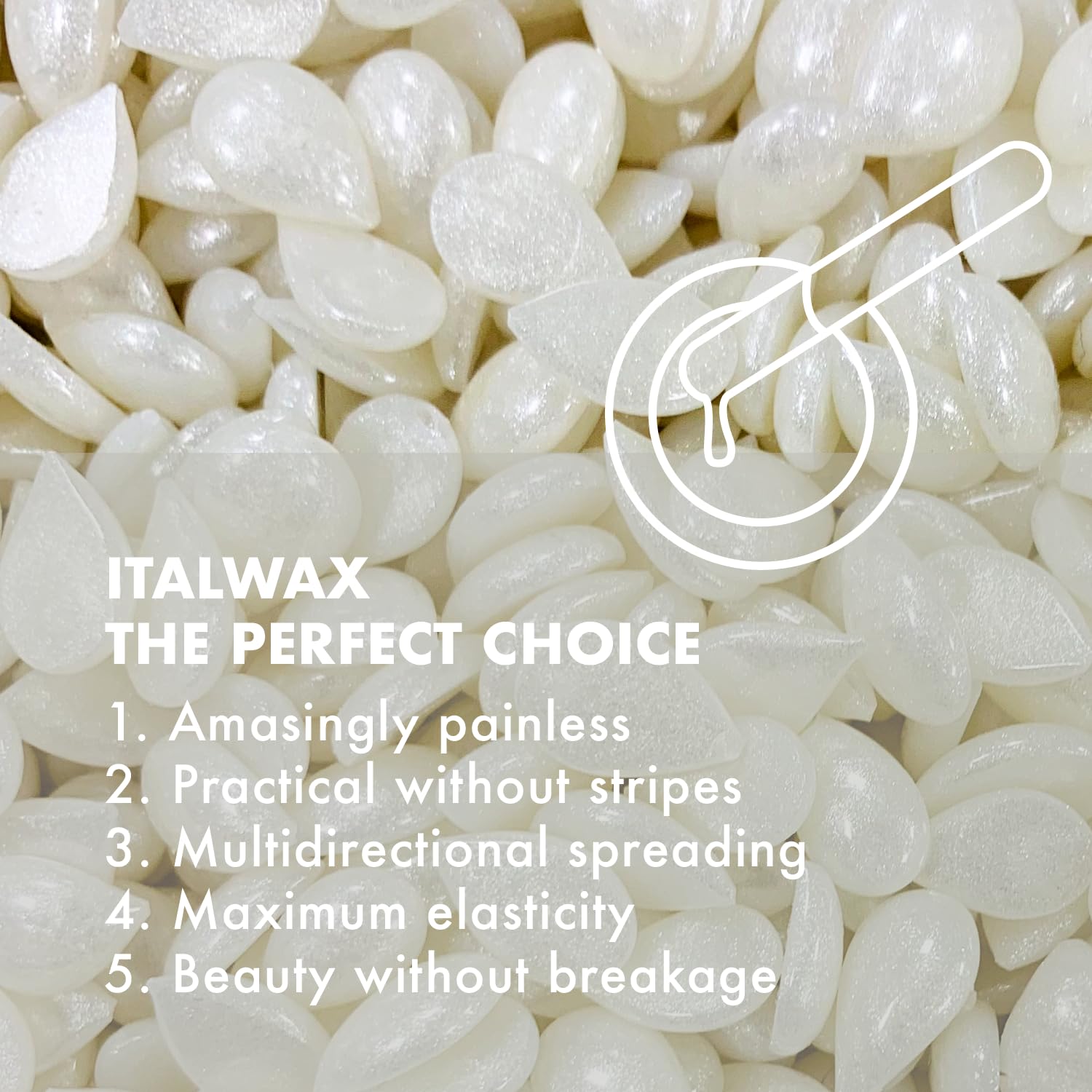 Italwax Top Line Crystal is lightweight and easy to manage for even layer application.